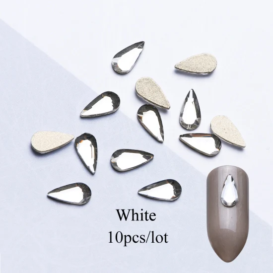 White 10 шт./компл. дизайн ногтей Стразы украшения в форме капли воды дизайн усеяны искусственными драгоценными камнями; стразы камни драгоценных камней ювелирные изделия Аксессуары для маникюра для TR877 - Цвет: White