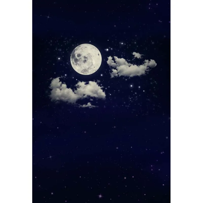 

5x7ft Dark Blue Night Moon Sky Clouds Washable One Piece No Wrinkle Banner Photo Studio Background Backdrop Polyester Fabric