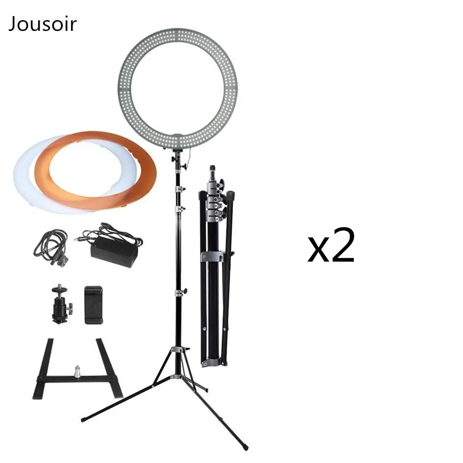Кольцевой светильник 18 дюймов кольцевой светодиодный * 2 + подставка 60 Вт лампа с