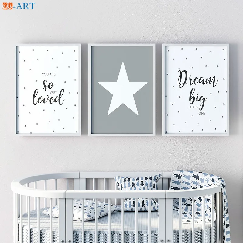 Серые настенные картины с милыми надписями и принтами Картина на холсте
