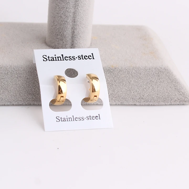 Панк Золото Цвет Гладкий 316L нержавеющая сталь хип хоп серьги Модные мужские