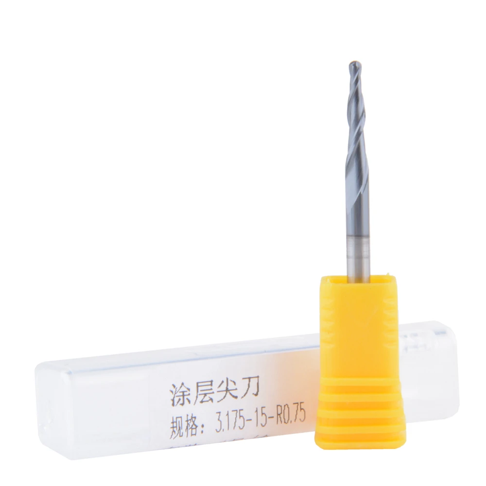 Концевая фреза HRC55 R0.75 * D3.175 15 38L с коническим шариковым концом ЧПУ гравировальное