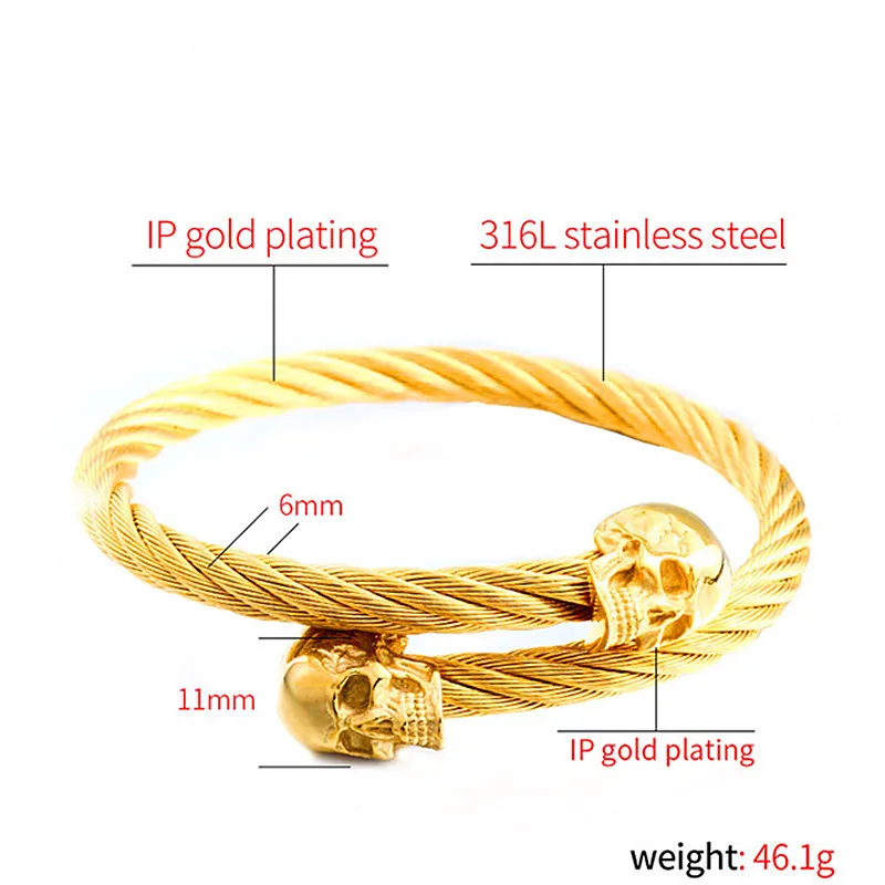 KLDY панк череп браслет для мужчин рок нержавеющая сталь Любовь Браслет