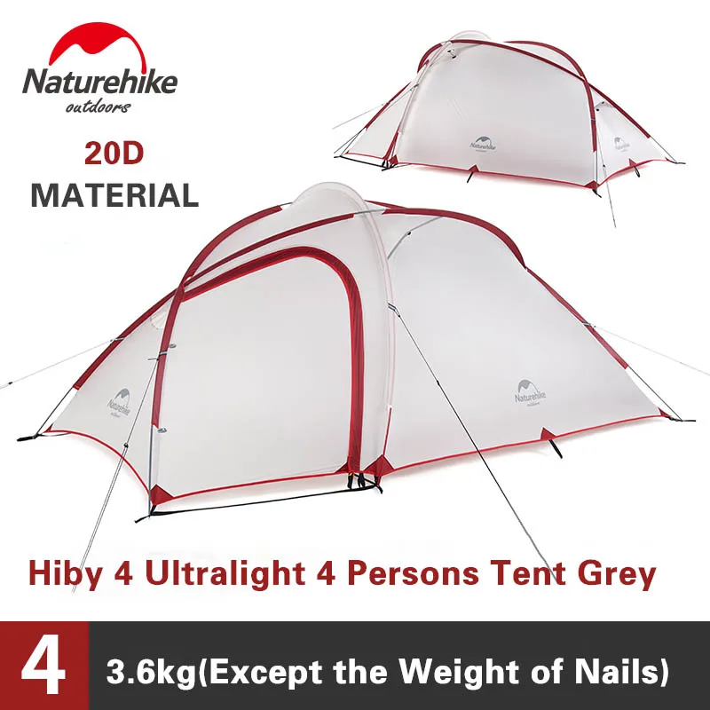 Hiby 4 Persons-Grey Naturehike палатка новая Hiby серия палатка 20D силиконовая ткань открытый 3-4 человек ультра-светильник 4 сезона семейный тент - Цвет: Hiby 4 Persons-Grey