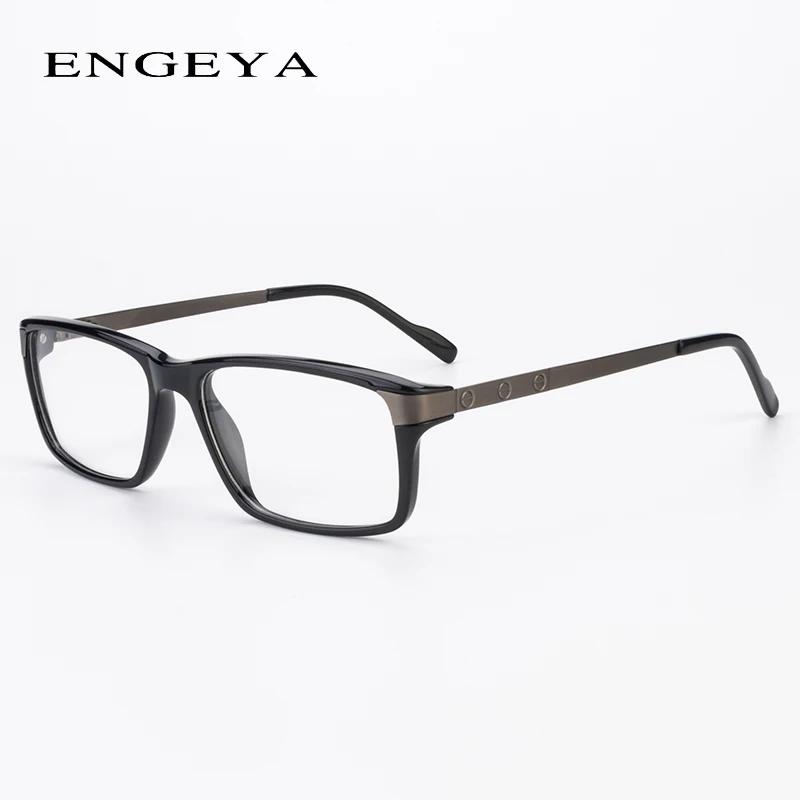 C1 Bright black Мужские очки, прозрачные, модные, брендовые, дизайнерские, оптическая оправа для очков, прозрачные очки для мужчин, высокое качество, очки по рецепту#134 - Цвет оправы: C1 Bright black