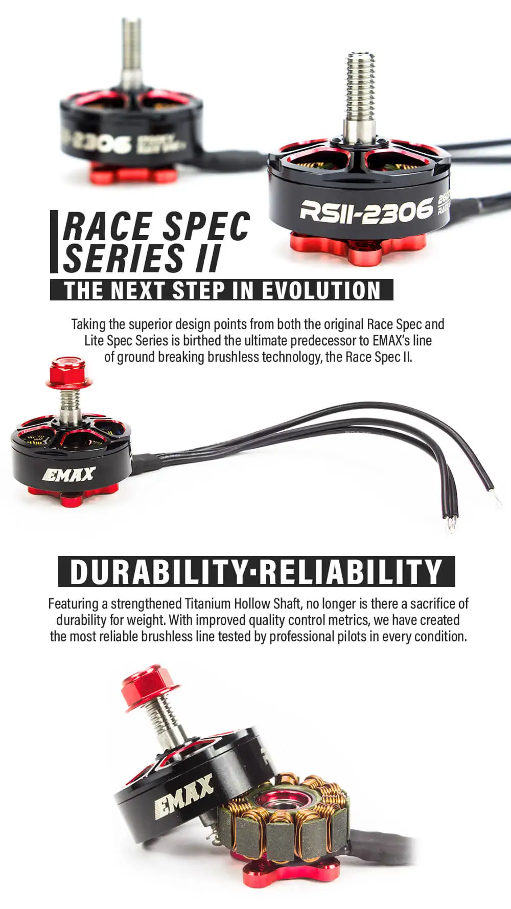 Emax RSII 2306 гоночные спецификации бесщеточный двигатель 4-6S для RC самолета FPV; Дрон; гонки