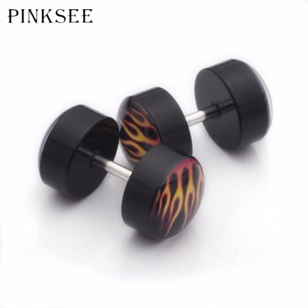PINKSEE 1 пара панк Акриловые Черные Поддельные женские мужские Плаги для ушей
