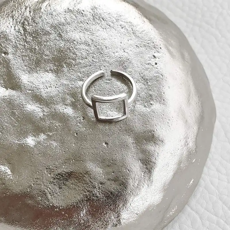 Женские Кольца Bijoux, новинка 925, квадратные серебряные кольца для женщин, подарки, винтажные кольца большого размера, регулируемые, роскошные ювелирные изделия из стерлингового серебра