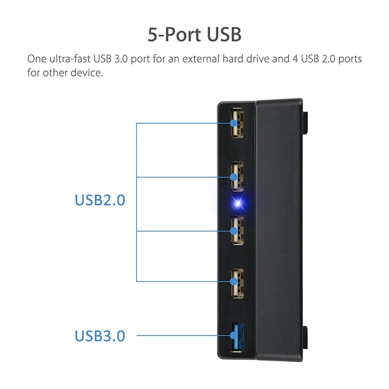 PS4 тонкий хаб-(4 × USB 2,0, 1 × USB 3,0)-высокоскоростной удлинитель usb-хаб для игровой консоли Playstation 4 Slim