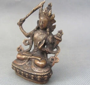 $ Old craft Tibet старая тибетская Бронзовая статуя Манджушри Статуя Будды Бодхисаттва