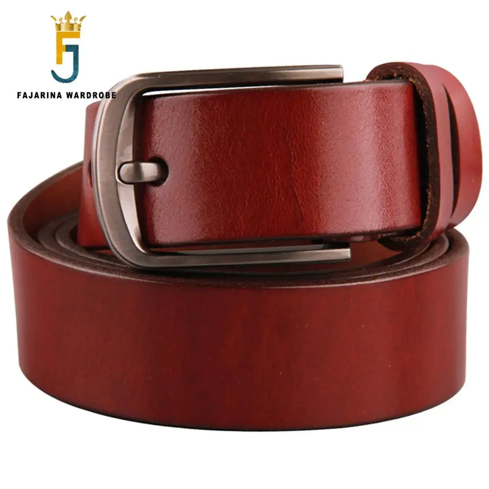 FAJARINA Retro Styles Quality Genuine Belts Female Pin Buckle Belt for Men Male Unisex Cow Skin Leather Belt 3.5cm Wide N17FJ375