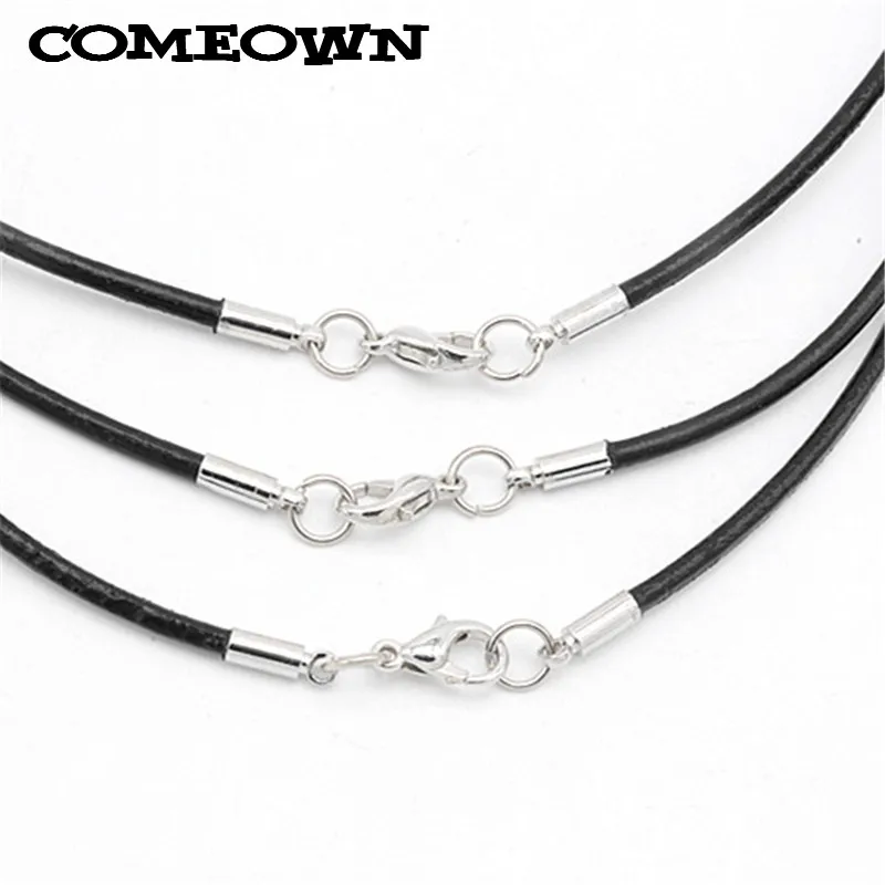 COMEOWN 10 шт. черный 2 мм 12 &quot 30&quot Натуральная кожа ожерелье шнур/веревка с застежкой