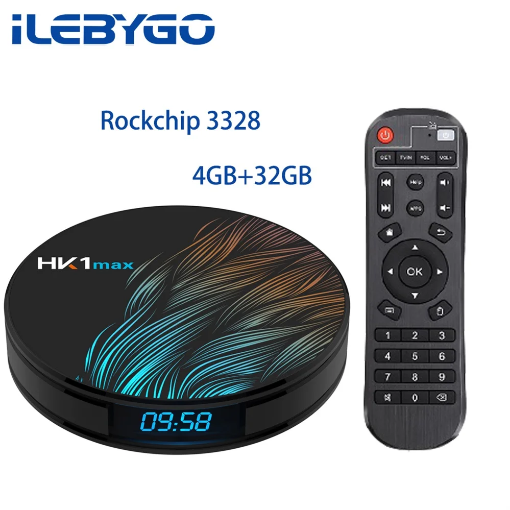 4GB 32GB ILebygo Android 9,0 Smart tv BOX HK1 MAX RK3318 DDR3 4G 64G ТВ приемник 4K двойной Wifi BT 4,0 медиаплеер игровой набор магазина верхняя коробка - Цвет: 4GB 32GB
