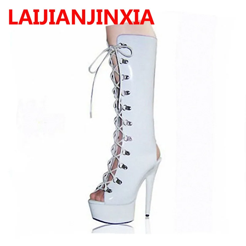 LAIJIANJINXIA PU High Heels Platform Boot Heel Platform Night Club Party Dance Shoes Dance Boots Women High Heels Shoes B-024