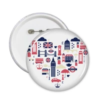 5pcs love heart tower bus car uk england landmark flag mark illustration pattern round pin badge button