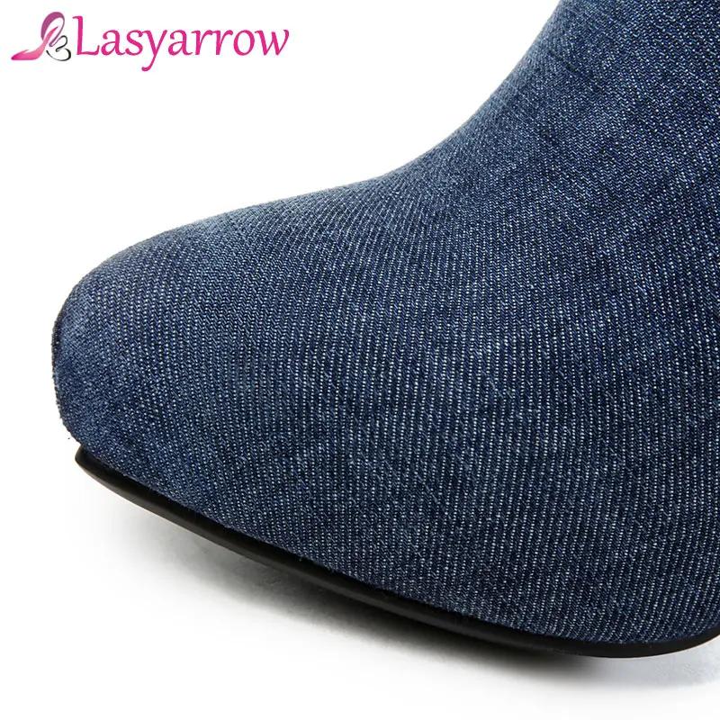 Женские туфли Lasyarrow женская обувь на высоком каблуке джинсы с бахромой женские