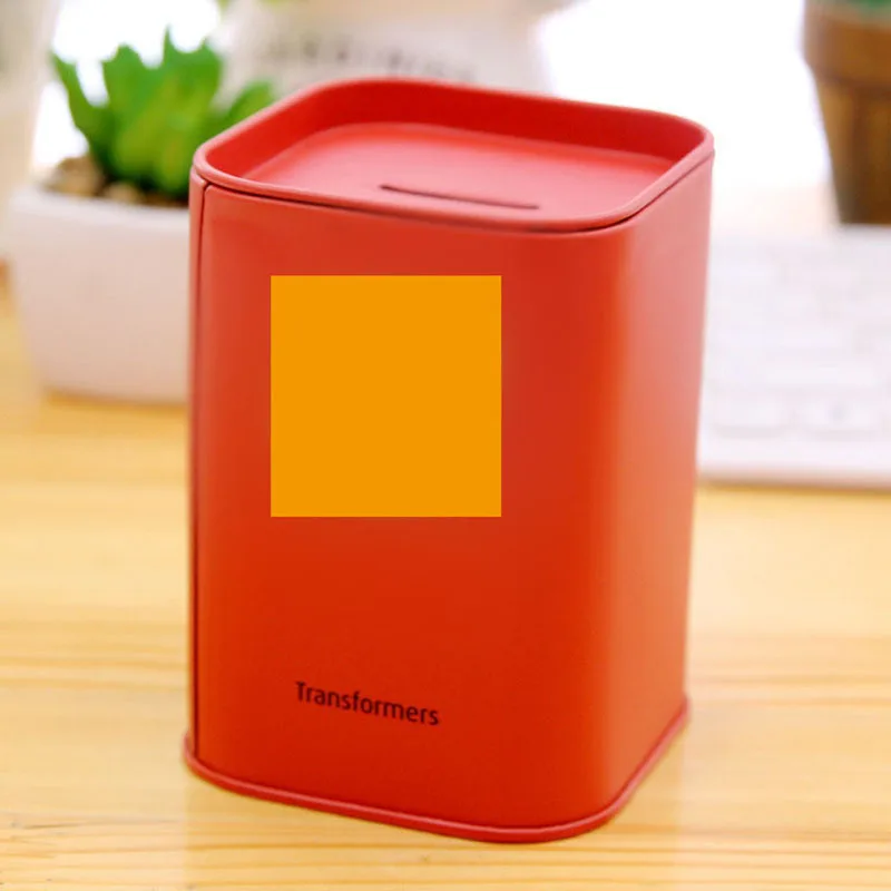 Персонализированная квадратная копилка для копеек, 4 цвета, милый творческий декор из британского фильма с логотипом, подарочное ремесло на основе оловянной тары.