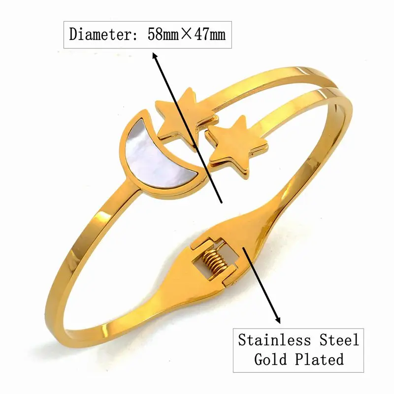 Женский браслет из нержавеющей стали цвета розового золота с белыми ракушками