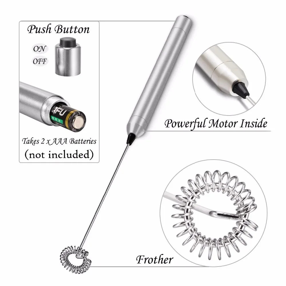 

Stainless Steel Milk Frother Electric Handheld Mixer Blender Milk Foamer Maker For Coffee Latte Cappuccino Hot Chocolate