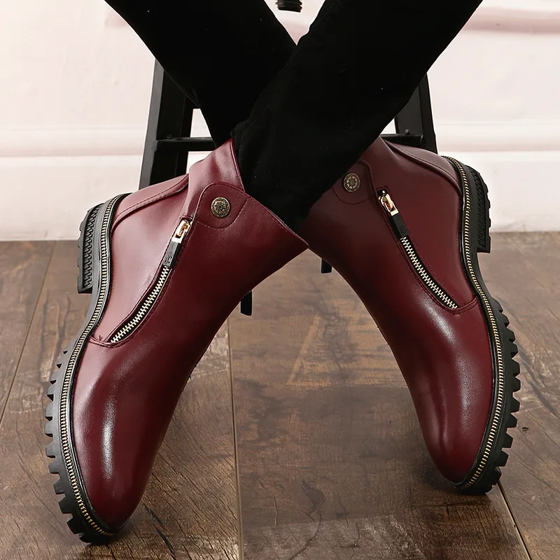 Мужские ботинки челси из микрофибры винтажные однотонные мотоциклетные средней