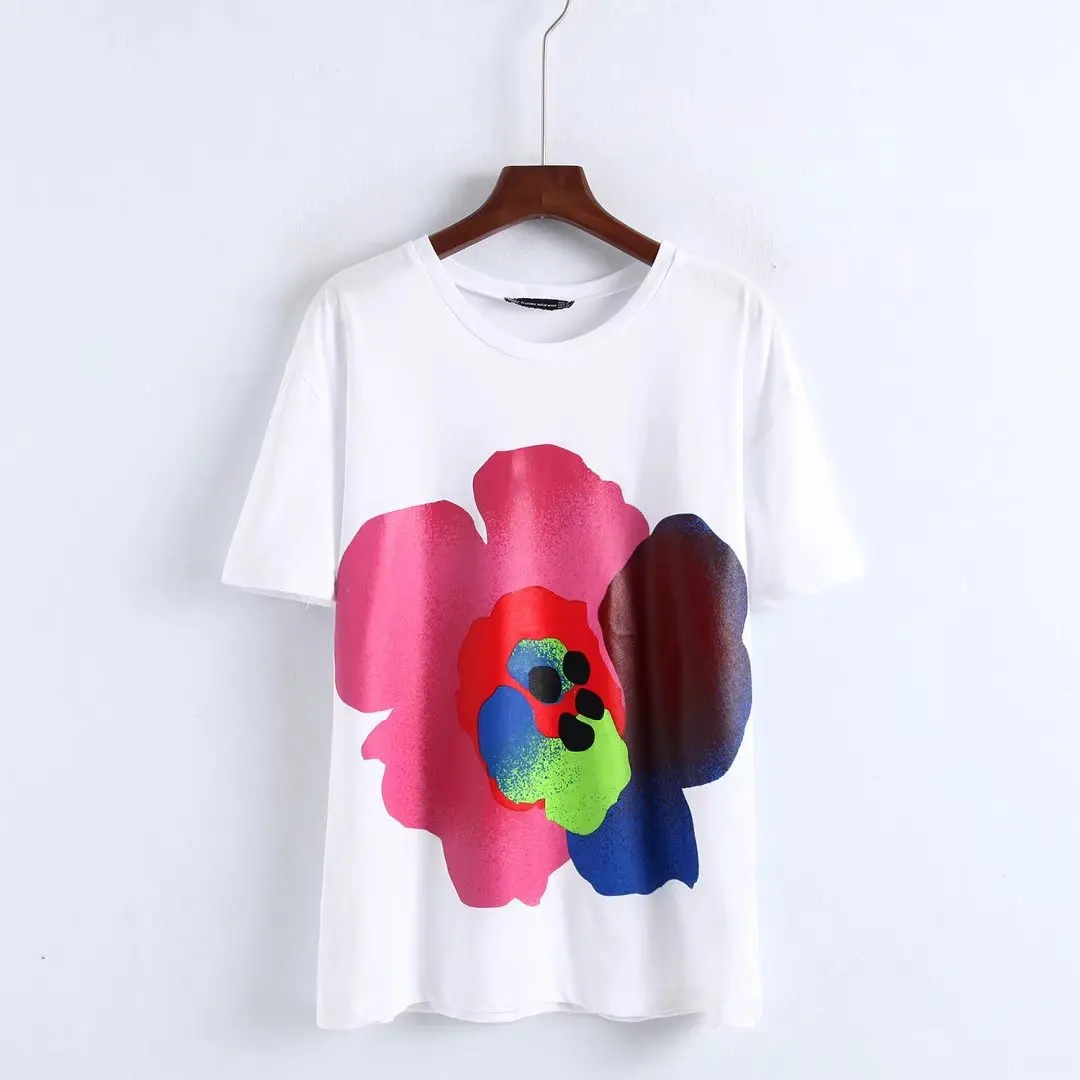 Для женщин Цветочный принт летняя футболка | Женская одежда