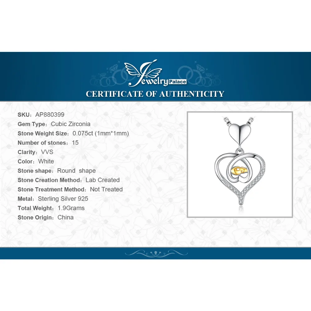 JewelryPalace блокировки сердце рук в руки кубического циркония 925 пробы серебро