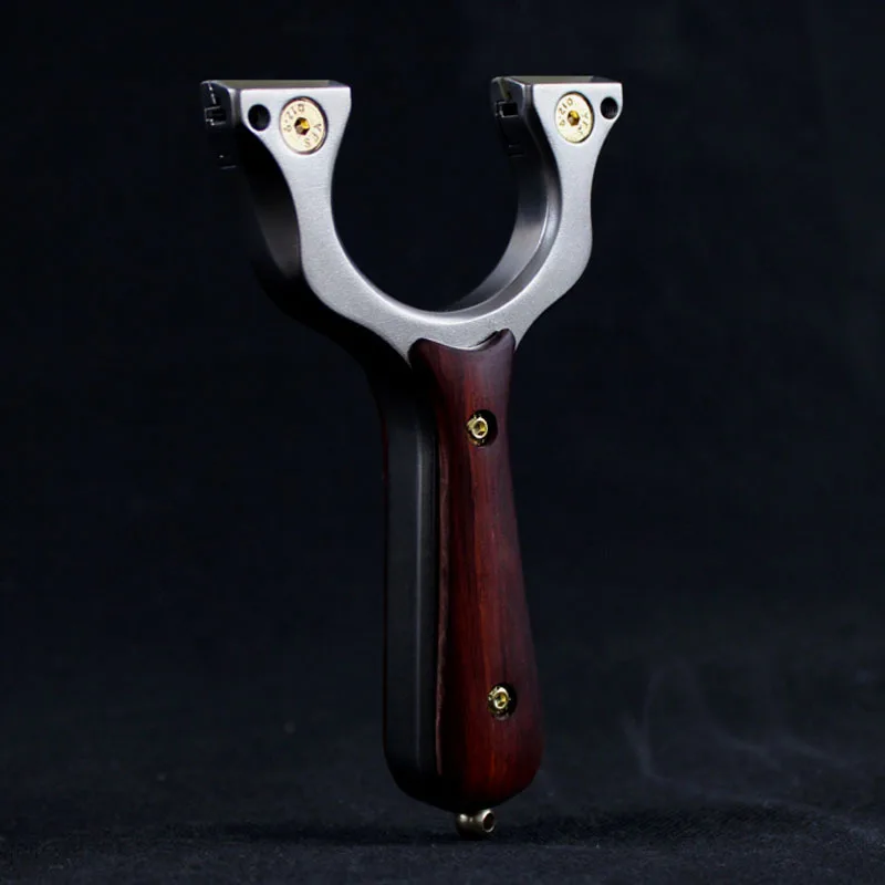 

Hunting slingshot strong catapult stainless steel + wooden handle with flat rubber band outdoor sports shooting high quality