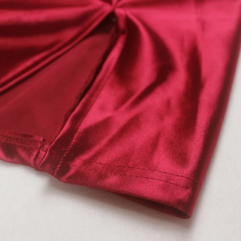 Сексуальное бордовое Открытое платье с v образным вырезом облегающее атласное