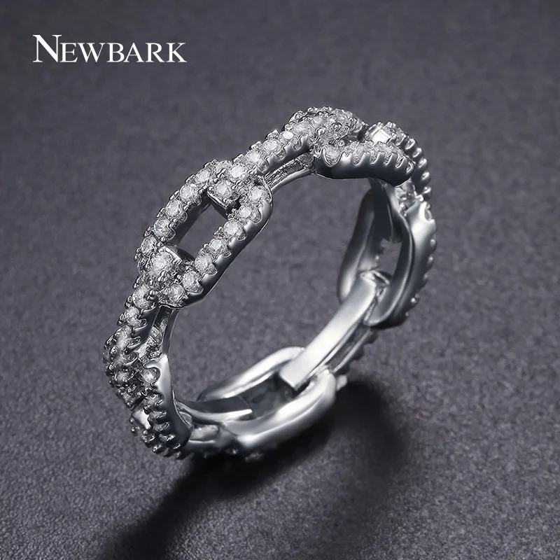 NEWBARK Модные Простые Серебряные Цвет Медь кольца Micro Pave кубический цирконий полые