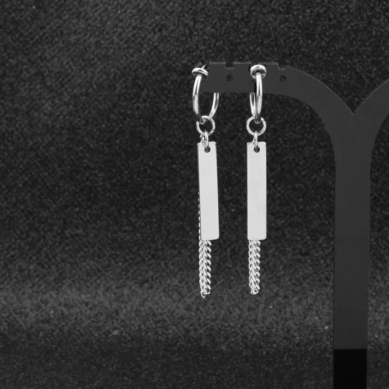 Серьги кисточки длинные из титановой стали для мальчиков|Серьги-гвоздики| |