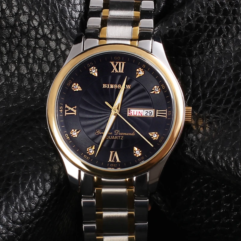 Часы BINSSAW мужские кварцевые механические водонепроницаемые из нержавеющей стали