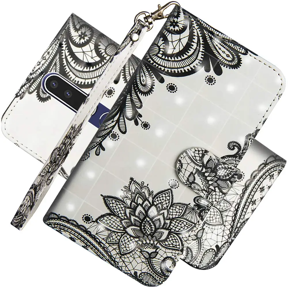 Black Flower 3D мультяшный чехол для Nokia 8,1 7,1 6,1 5,1 3,1 2,1 7 Plus крышка из искусственной кожи чехол-портмоне с откидной крышкой чехол для Nokia 4,2 3,2 для детей возрастом 2, 3, 5, 6, 8, 9 - Цвет: Black Flower