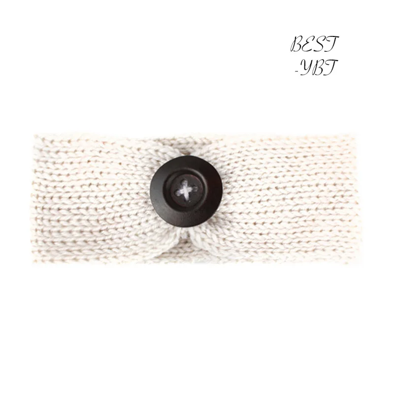 

Fashion Lovely Girls with Button Tie Headband Knitting Elastic Hair Bands Hair Accessories