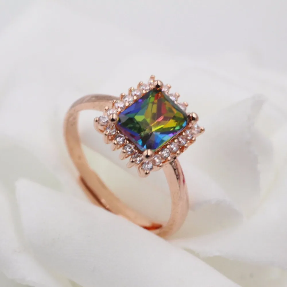 Кольцо с розовым покрытием 18 k креативный набор шнековое квадратное кольцо