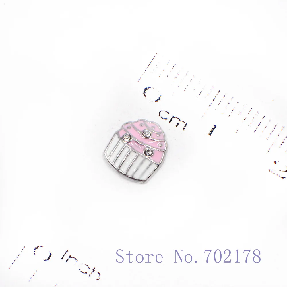 10pcs pink cake with crystal wholesales floating locket memory charms fit for DIY Accessories as gift FC1573 | Украшения и
