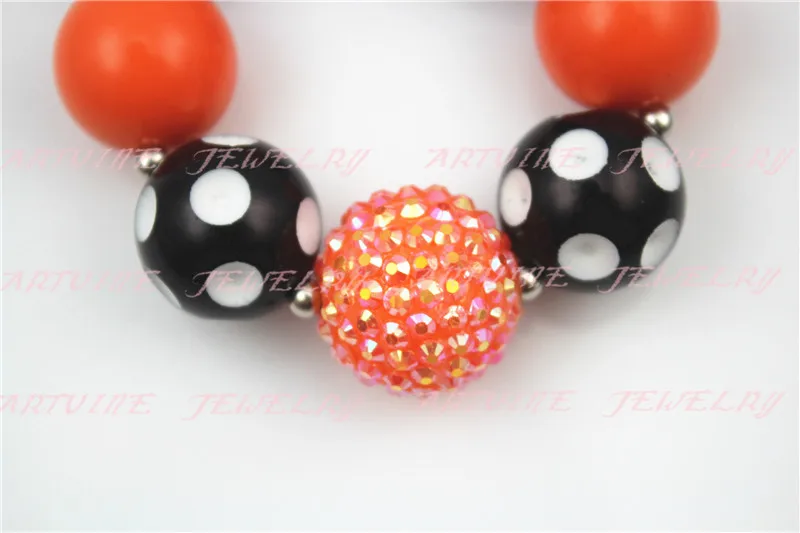 Массивная бусина в горошек для девочек черная и оранжевая жвачка Хэллоуина