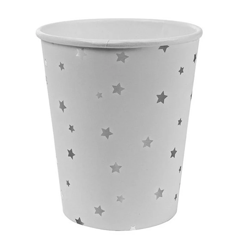 Silver Star 120 шт мятный и синий ход мрамора серебристое окаймление бумажные чашки вечерние угощение гость питьевой чашки для свадьбы 1-й День рождения помолвки Вечерние - Цвет: Silver Star