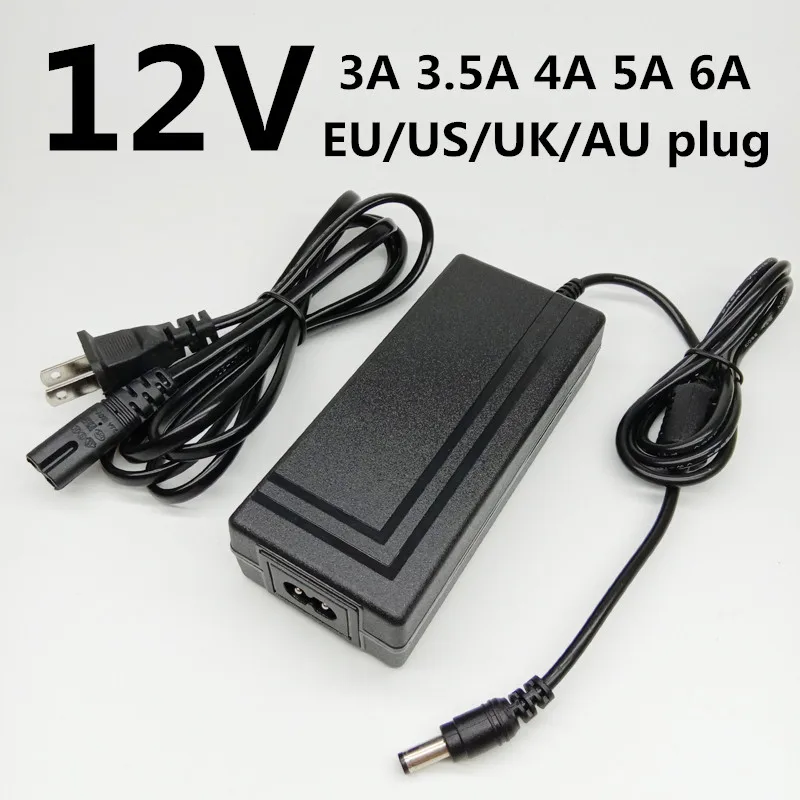 Адаптер питания AC 220 В в DC 12 В 3A 3.5A 4A 5A 6A универсальный ЕС США Великобритания AU переходник трансформатор 5,5 мм* 2,1/2,5 мм Источник питания