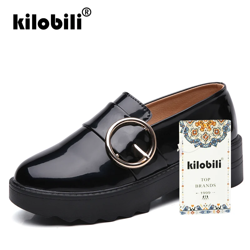 Kilobili/2019 г. весенние женские туфли оксфорды лодочки из лакированной кожи без