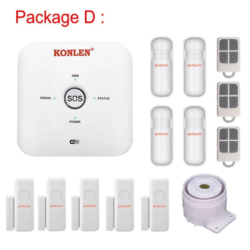 Wifi GSM Tuya мини-сигнализация комплект беспроводной с ip-камерой для дома безопасности дома поддержка Alexa Google Home Smart - Цвет: Package D