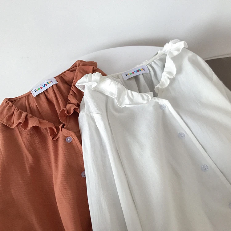 2 colors 2018 autumn sweet style solid clor shirt women long sleeve blouses womens tops (F3551) |
