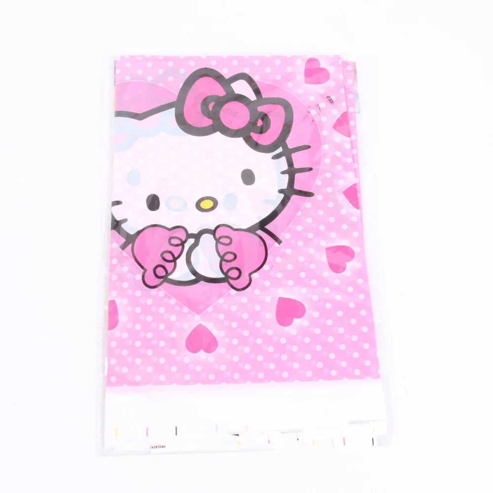 Hello Kitty 108*180 см мультфильм Единорог розовая пластиковая Скатерть Обложка вечерние украшения для детей день рождения украшения поставки - Цвет: Hello Kitty