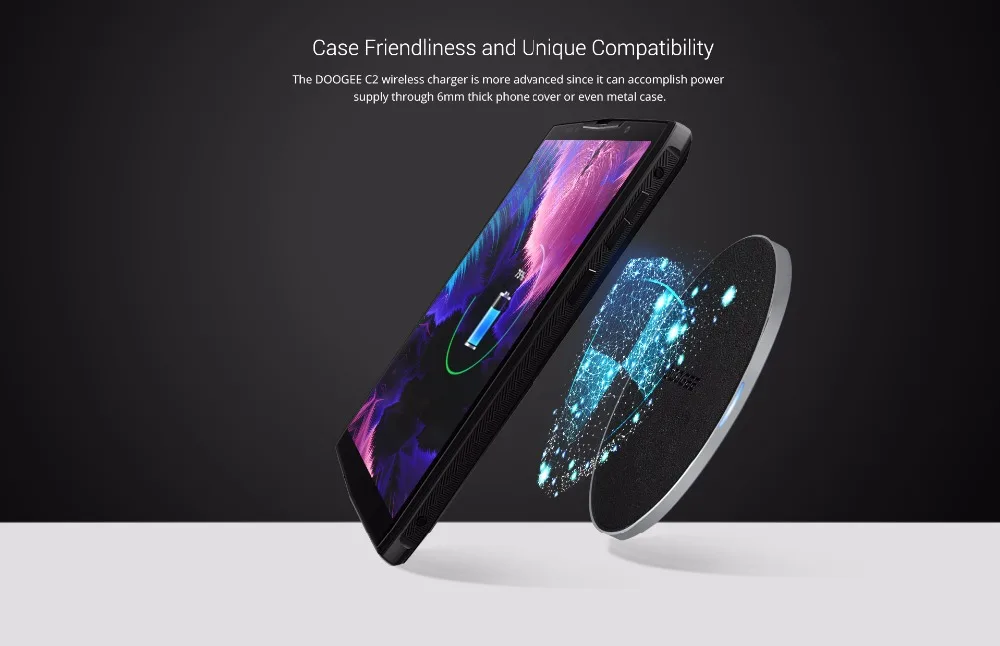 DOOGEE C2 Беспроводное зарядное устройство 10 Вт Выход 5 V/2A 9В/1.67A светодиодный кожи Портативный зарядное устройство doogee bl9000