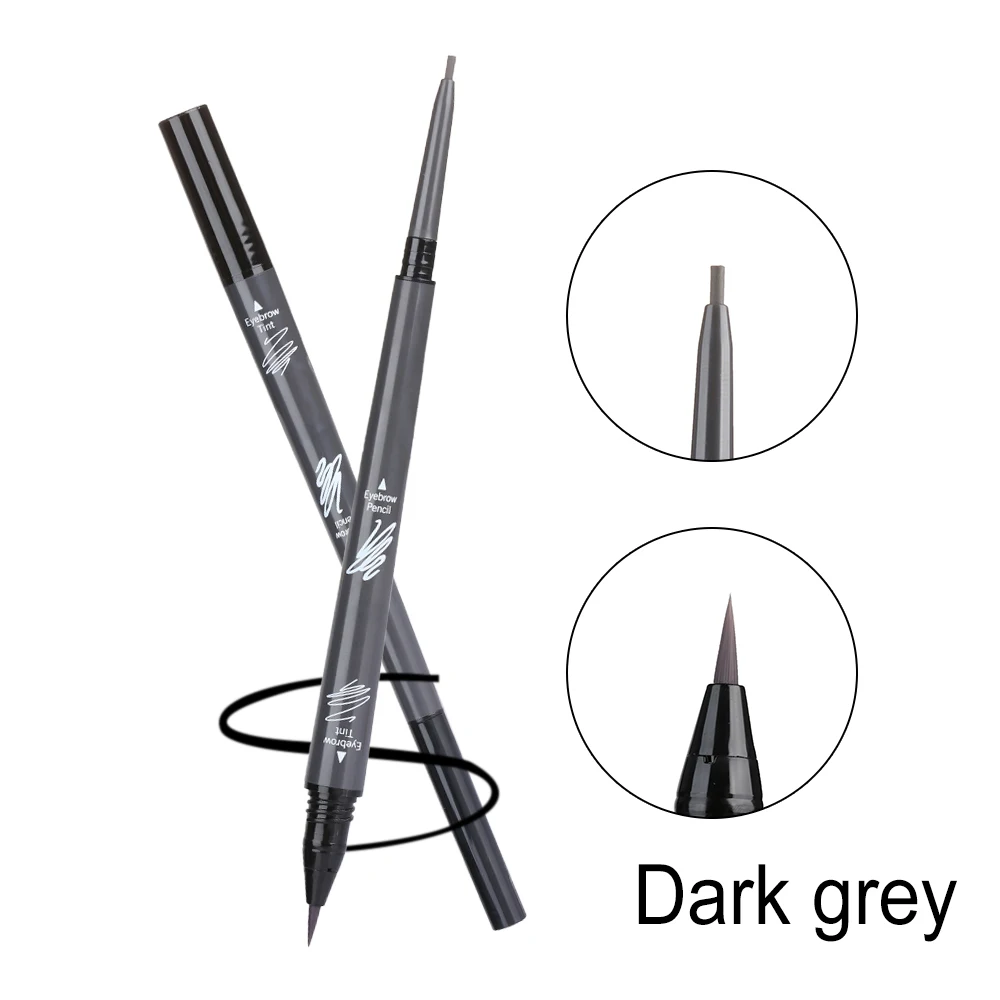 dark grey Карандаш для бровей+ оттеночный жидкий карандаш для бровей водостойкий стойкий карандаш для татуажа бровей с двойной головкой Супер тонкая ручка для бровей - Цвет: dark grey