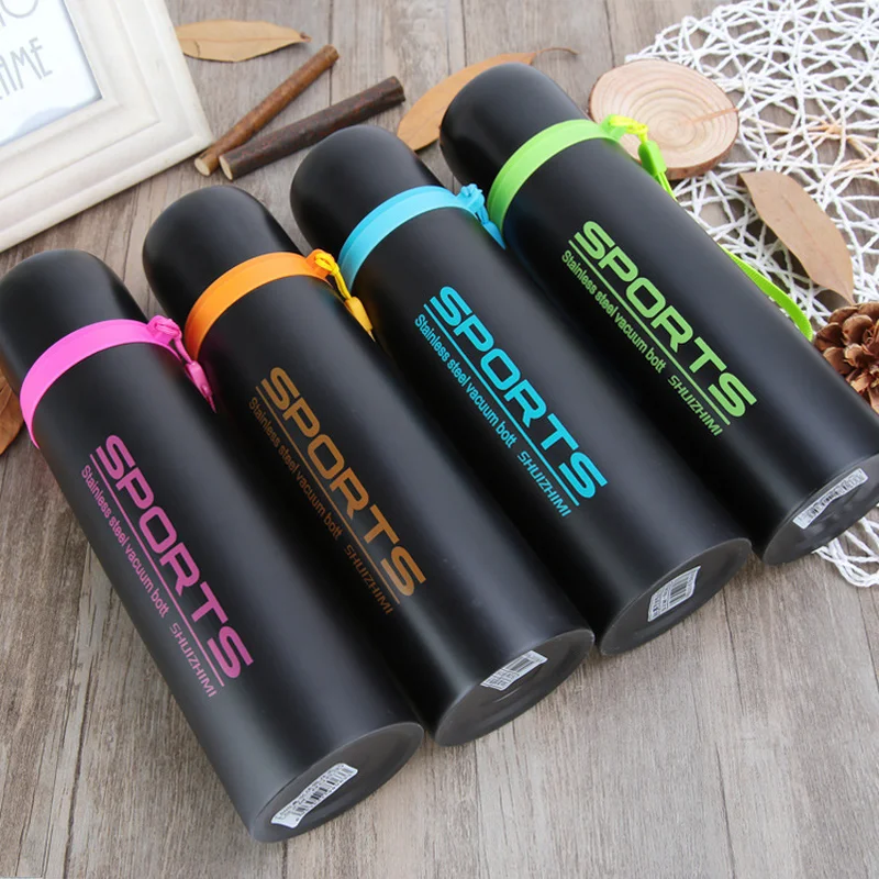 

Stainless steel Cute Water Bottles 350ml 500ml outdoor Exercise Plastic Bike Sports Bullet Cup Drinking Vacuum Flasks Thermoses