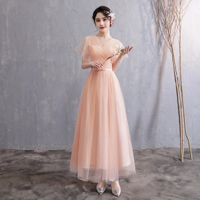 Свадебная вечеринка платье подружки невесты А силуэта крест накрест длинное