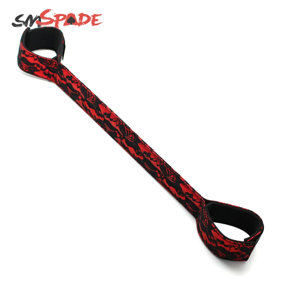 SMSPADE черный с красным кружевом PU Запястья и лодыжки манжеты удерживающая