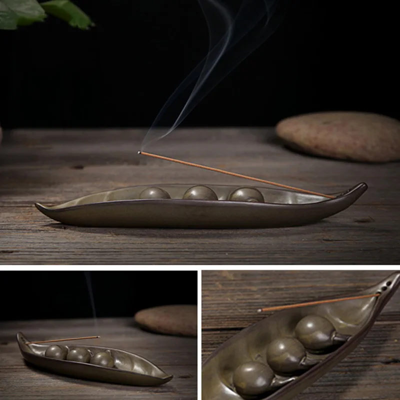 2 Colors Incense Burner Holder Home Decoration Ceramic Bean Pod Stick 1x | Дом и сад