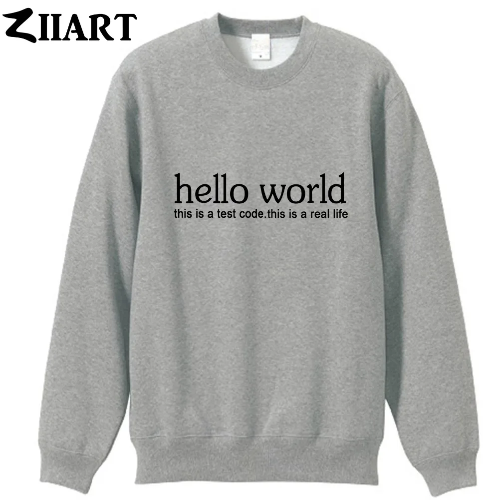 Мужская хлопковая флисовая толстовка geek hello world это тестовый код реальная одежда