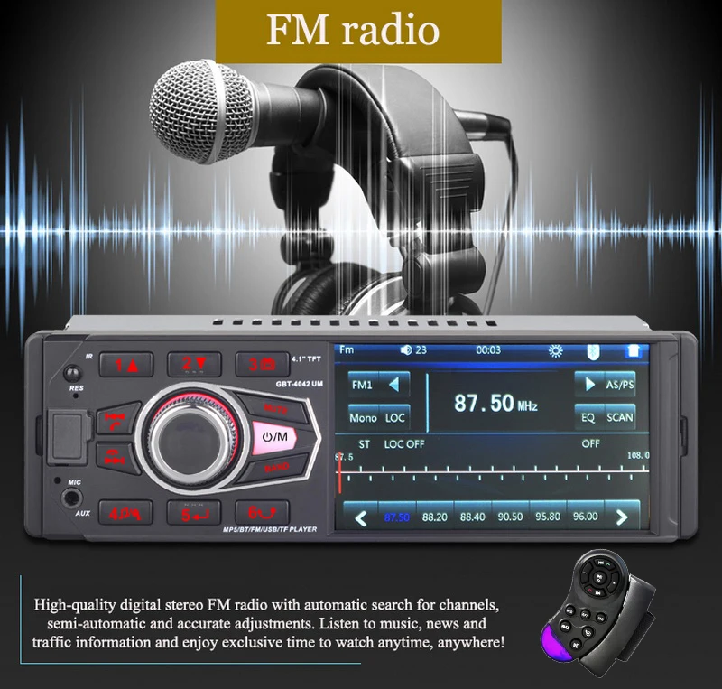 1 Din автомобильное радио FM/USB/AUX in/SD MP3-плеер Bluetooth 4032UM HD экран рулевое колесо/пульт дистанционного управления Камера просмотра Авторадио